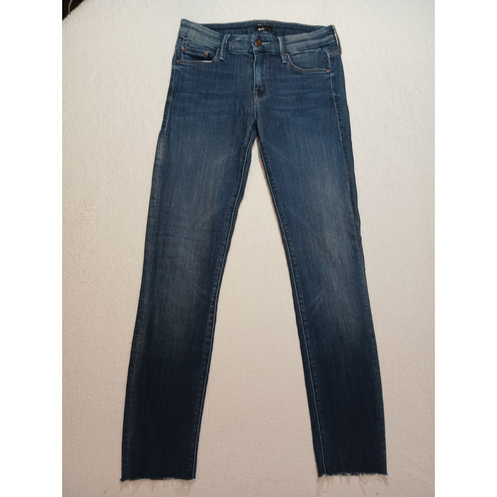 MOTHER Jeans Womens 26 Blue Denim The Looker Ankle Fray "Deja Vu" USA Made